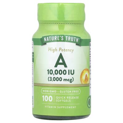 Vitamin A, High Potency, 3,000 mcg (10,000 IU), 100 Quick Release Softgels