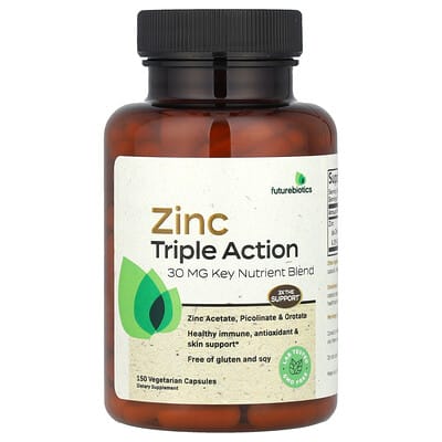 Цинк Triple Action, 30 mg, 150 вегетарианских капсул