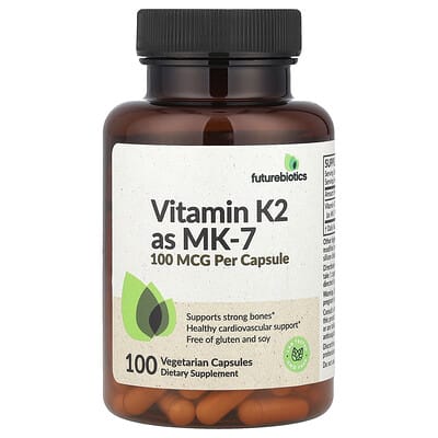 Vitamin K2 as MK-7, 100 mcg, 100 Vegetarian Capsules