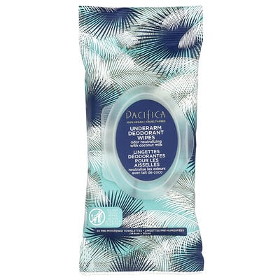 Underarm Deodorant Wipes with Coconut Milk, 30 Pre-Moistened Towelettes