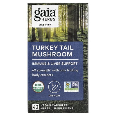 Gaia Herbs Turkey Tail Mushroom, 40 веганских капсул (400 mg)