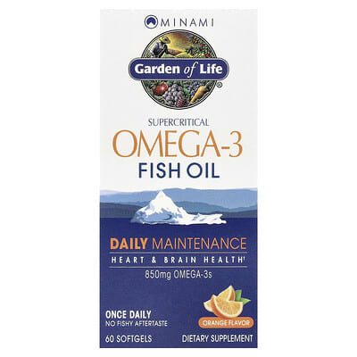 Garden of Life®, Supercritical Omega-3 рыбье масло, апельсин, 60 Softgels