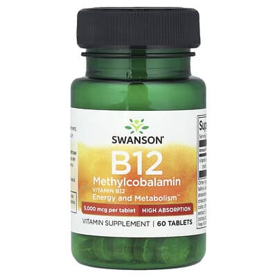 Swanson Vitamins Витамин B12 Methylcobalamin 5,000 mcg 60 таблеток