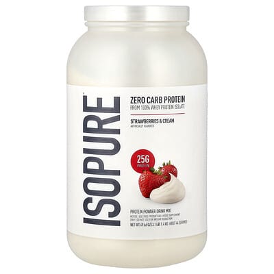 Zero Carb Protein Powder, Strawberries & Cream, 3 lb (1.36 kg)