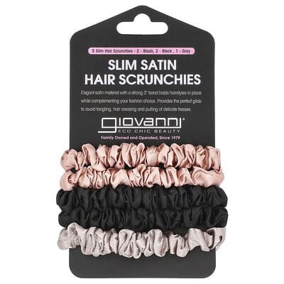 Тонкие атласные резинки для волос, Blush, Black, Gray, 5 шт