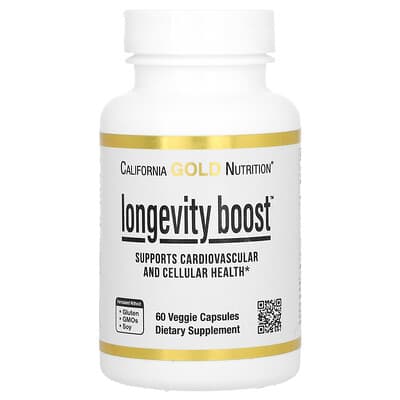 Longevity Boost с транс-ресвератролом, экстрактом листьев оливы, экстрактом винограда и среднецепочечными триглицеридами, 60 вегетарианских капсул
