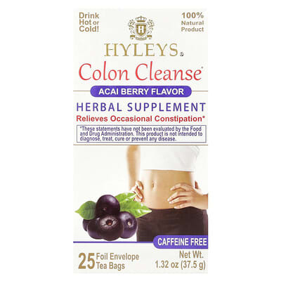 Colon Cleanse, Acai Berry,  Caffeine Free, 25 Foil Envelop Tea Bags, 1.32 oz (37.5 g)