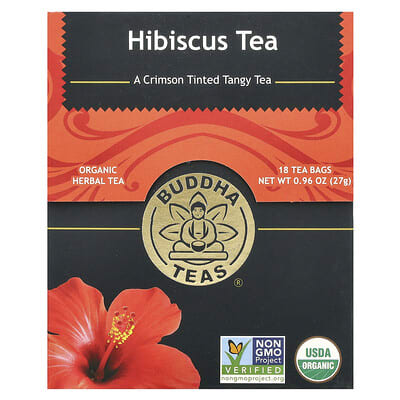 Organic Herbal Tea, Hibiscus, Caffeine Free, 18 Tea Bags, 0.96 oz (27 g)