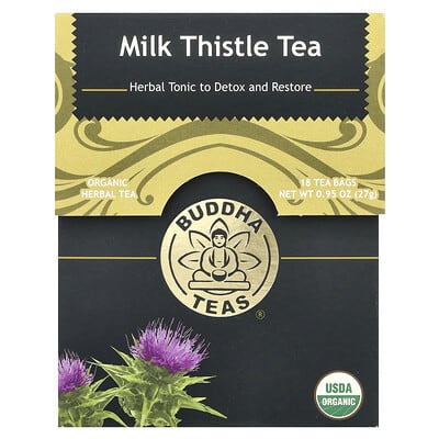 Organic Herbal Tea, Milk Thistle, Caffeine Free, 18 чайных пакетиков, 0.95 oz (27 g)
