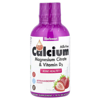 Liquid Calcium, Magnesium Citrate & Vitamin D3, Strawberry, 16 fl oz (473 ml)