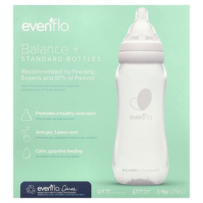 Бутылочки Evenflo Feeding Balance+ Standard, 0+ Months, Slow Flow, 3 шт, 9 oz (270 ml) каждая