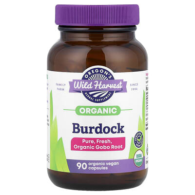Органическая репешка Oregon's Wild Harvest Organic Burdock, 90 Organic Vegan Capsules (450 mg per Capsule)