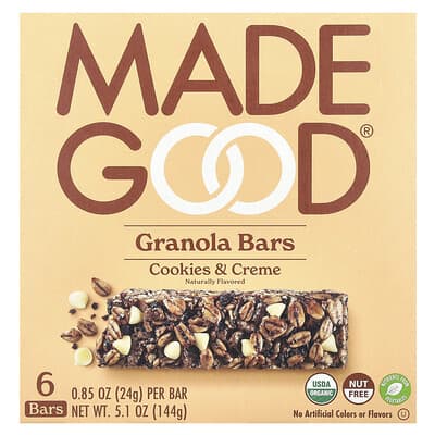 Злаковые батончики MadeGood Cookies & Crème, 6 шт., 24 g