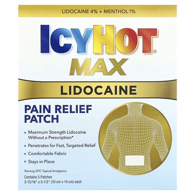Пластырь Icy Hot для снятия боли с лидокаином, 5 шт.