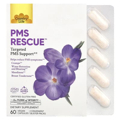 PMS Rescue™, поддержка при ПМС, 60 веганских капсул