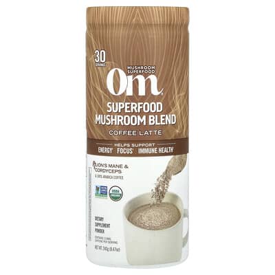 Смесь суперфудов с грибами, кофе латте, 8.47 oz (240 g)