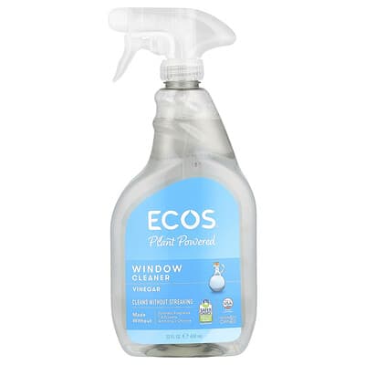 Ecos®, очиститель для окон на растительной основе, уксус, 22 fl oz (650 ml)