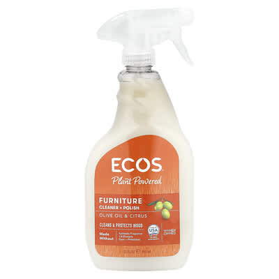 Ecos® очиститель и полироль для мебели, оливковое масло и цитрус, 22 fl oz (650 ml)