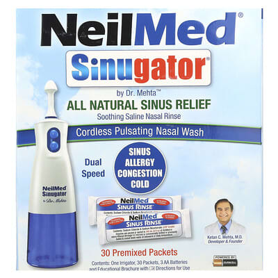 Sinugator®, Cordless Pulsating Nasal Wash, 3 Piece Set