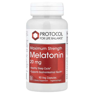 Protocol for Life Balance мелатонин, максимальная сила, 20 mg, 90 вегетарианских капсул