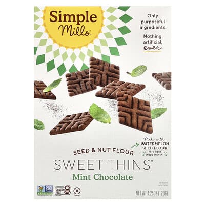 Мука из семян и орехов Simple Mills Sweet Thins® Mint Chocolate, 4.25 oz (120 g)