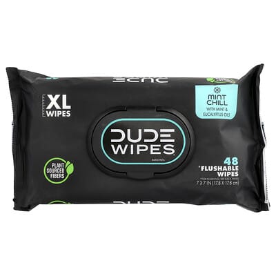 Flushable Wipes, XL, Mint Chill, 48 Wipes