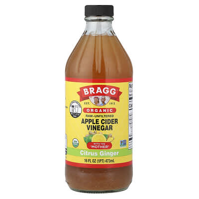 Organic Apple Cider Vinegar with The 'Mother', Citrus Ginger, 16 fl oz (473 ml)