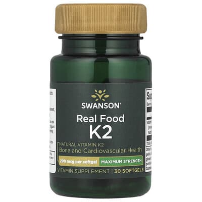 Real Food K2, максимальная сила, 200 mcg, 30 мягких капсул