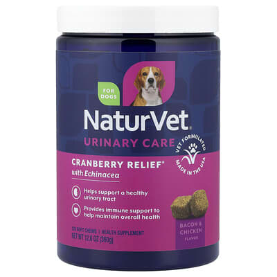 Cranberry Relief® с эхинацеей, для собак, со вкусом бекона и курицы, 120 мягких жевательных таблеток, 12.6 oz (360 g)