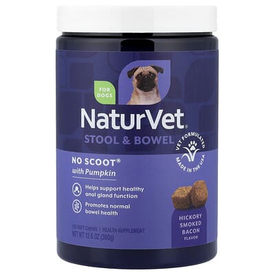 No Scoot®, Stool & Bowel With Pumpkin, For Dogs, Hickory Smoked Bacon , 120 Soft Chews, 12.6 oz (360 g)