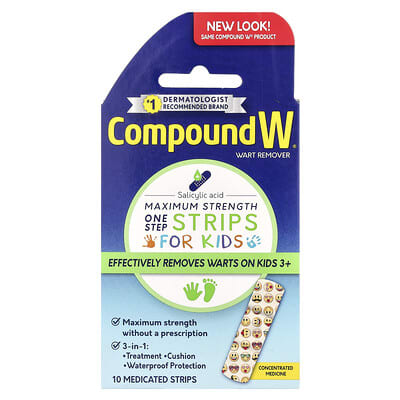 Wart Remover, One Step Strips, Maximum Strength, For Kids, Ages 3+, 10 Medicated Strips