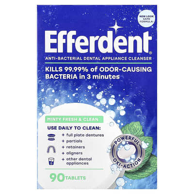 Anti-Bacterial Dental Appliance Cleanser, Minty Fresh & Clean, 90 Tablets
