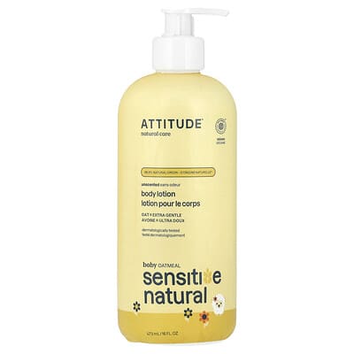Детская овсянка ATTITUDE Sensitive Natural, лосьон для тела, без запаха, 16 fl oz (473 ml)