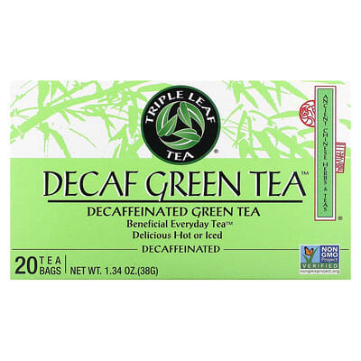 Зеленый чай Triple Leaf Tea Decaf Green Tea™, 20 пакетиков, 1.34 oz (38 g)