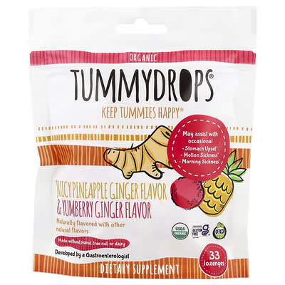 Tummydrops Органические леденцы Juicy Pineapple Ginger & Yumberry Ginger, 33 шт.