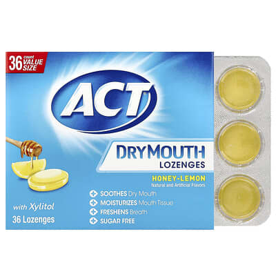 Dry Mouth Lozenges with Xylitol, Honey-Lemon, 36 Lozenges