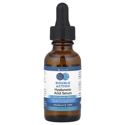 Сыворотка с гиалуроновой кислотой двойного действия, без отдушек, 1 fl oz (30 ml)