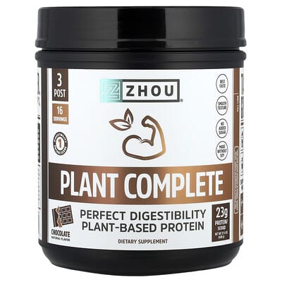 Zhou Nutrition растительный протеин Plant Complete, шоколад, 21.4 oz (608 g)
