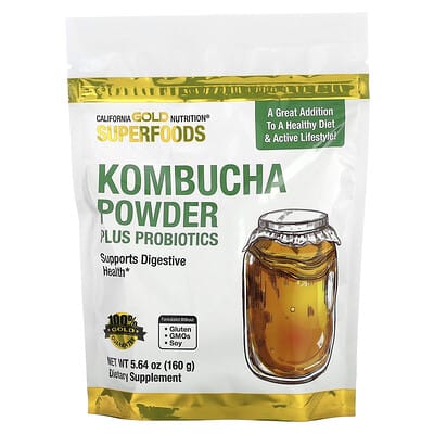 California Gold Nutrition Superfoods, порошок комбуча с яблочным уксусом и растворимой клеткой тапиоки плюс пробиотики, 5.64 oz (160 g)