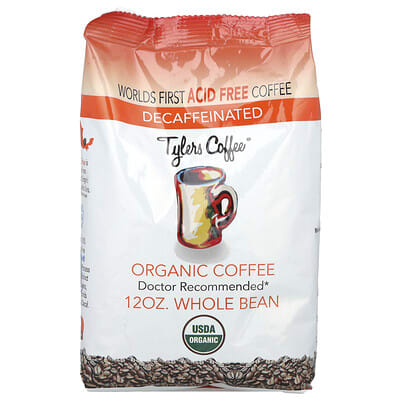 Organic Coffee, Whole Bean, Decaffeinated, 12 oz