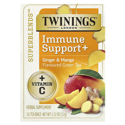 Superblends™, Immune Support+ зеленый чай, имбирь и манго, 16 чайных пакетиков, 1.12 oz (32 g)