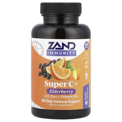 Zand Immunity, Super C+ Elderberry с цинком, витамин D3, 60 таблеток