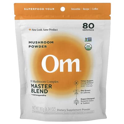 Грибной порошок, 10 Mushroom Complex, Master Blend + Ashwagandha, 6.34 oz (180 g)