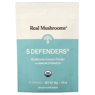 5 Defenders®, органический порошок из экстракта грибов, 1.59 oz (45 g)
