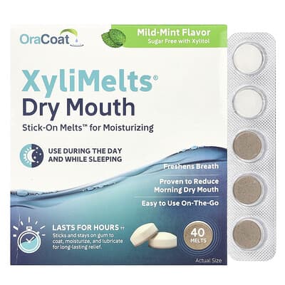 XyliMelts® для сухости во рту, мятный вкус, 40 таблеток