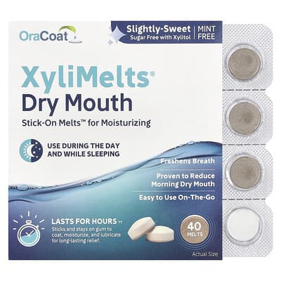 OraCoat XyliMelts® от сухости во рту, слегка сладкие, 40 таблеток