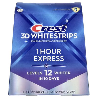 3D Whitestrips, набор для отбеливания зубов, 1 Hour Express, 20 полосок