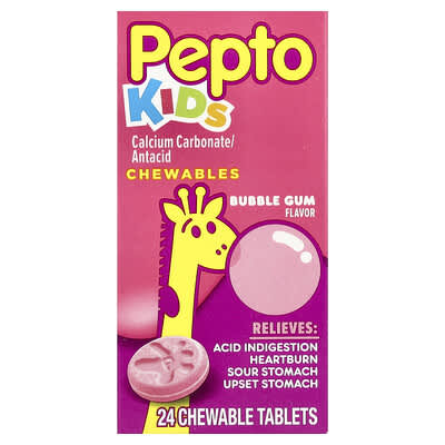 Детский Pepto Chewables, жевательная резинка, 24 жевательные таблетки
