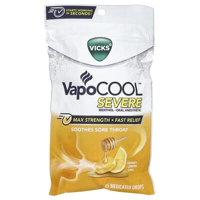 VapoCool™ Severe, Max Strength, Honey Lemon Chill, 45 лечебных капель
