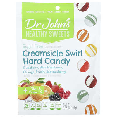 Dr. John's Healthy Sweets Леденцы Creamsicle Swirl, без сахара, 109 g